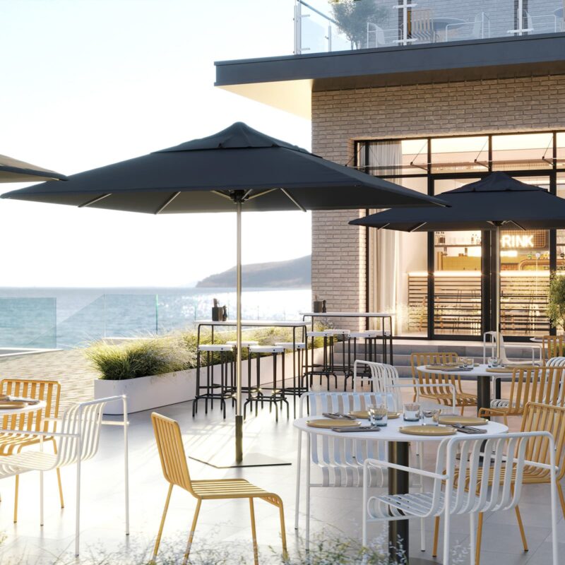 SU2 cafe umbrella outdoor dining setting Cairns